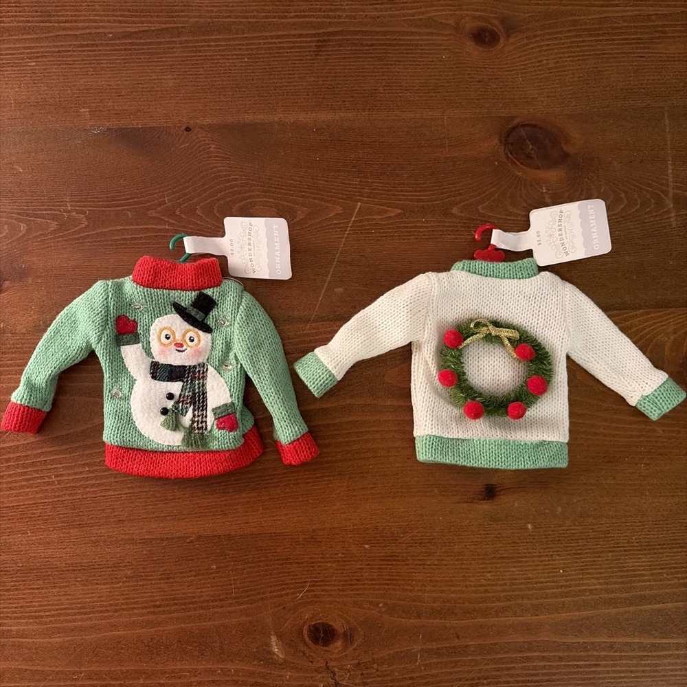 NWT Wondershop 2021 Ugly Sweaters Christmas‎ Ornaments set of 2